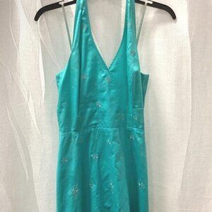 Vintage Ann Taylor Beaded halter turquoise dress Size 0  Mini dress